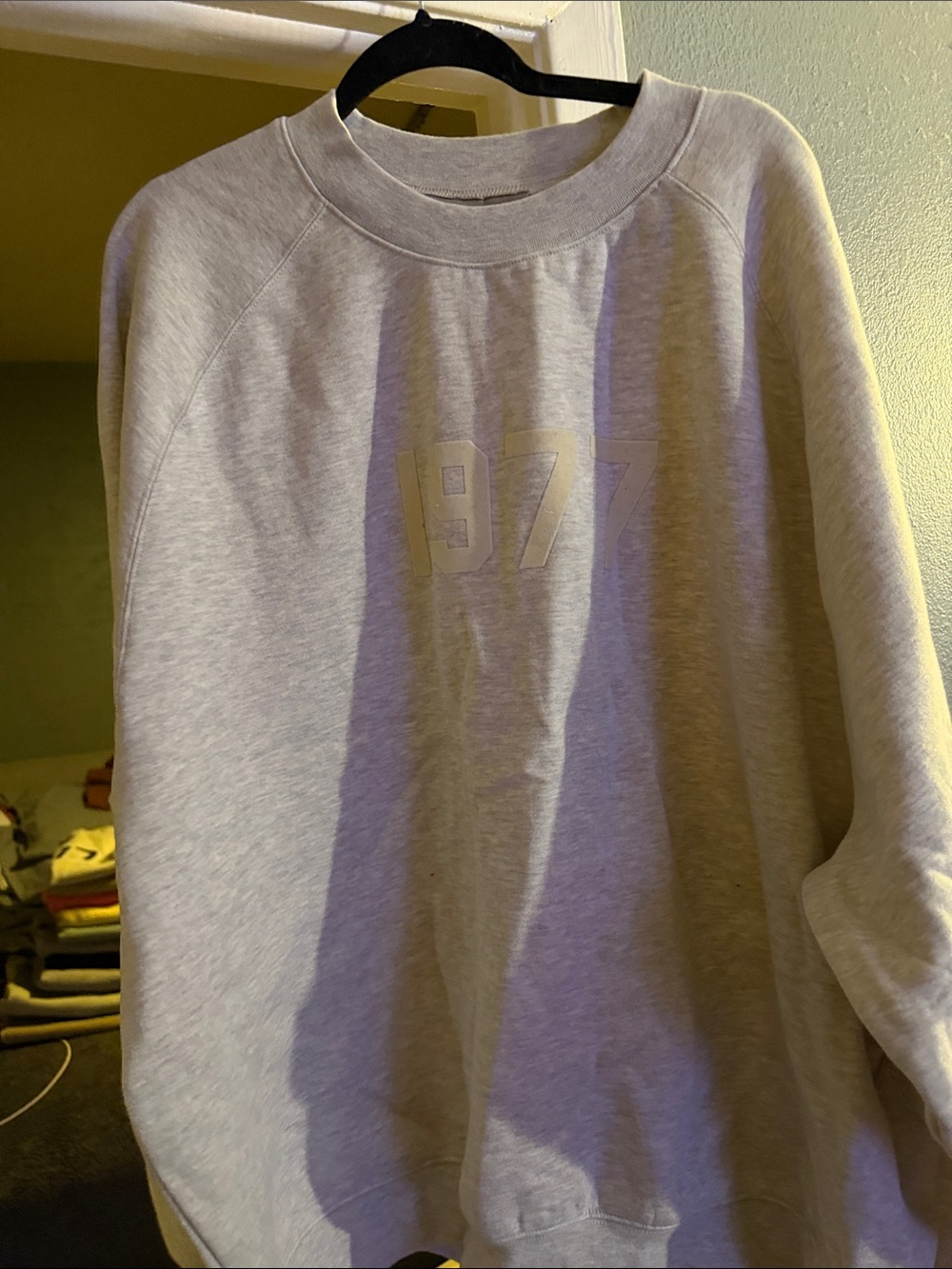 Essentials 1977 Embossed Logo Light Gray Crewneck Sweatshirt